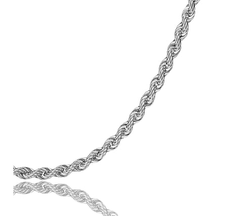 Light Diamond-Cut White Gold Rope