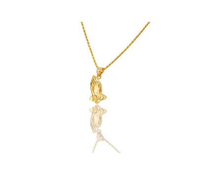 14K Yellow Diamond-Cut Prayer Hands