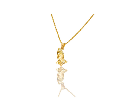 14K Yellow Diamond-Cut Prayer Hands