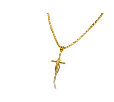 Classic Ribbon Cross in 14K Gold