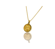 24K Bullion Round Pendant in 18K Diamond Bezel