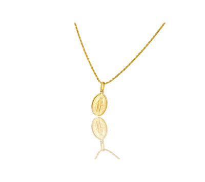 14K Mini Oval Virgin Mary Medalion