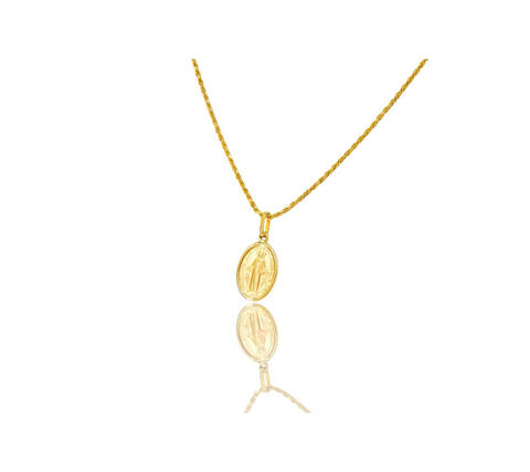 14K Mini Oval Virgin Mary Medalion