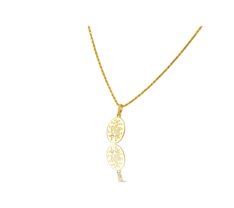 14K Mini Oval Virgin Mary Medalion