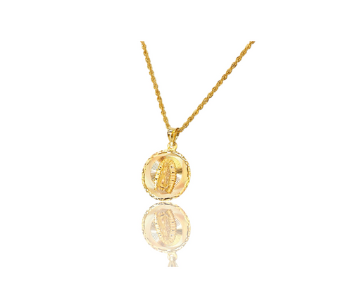 14K Trio-Gold Lady of Guadalupe & Crucifix (Double Sided)