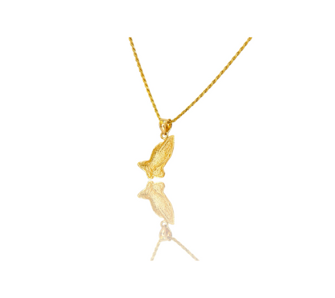 14K Yellow Diamond-Cut Prayer Hands