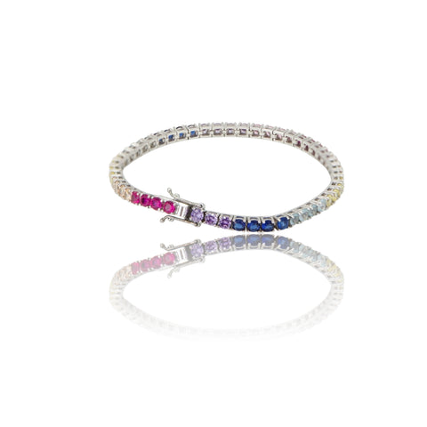 4Stone Multi-Color Sapphire Prong Set Tennis S925