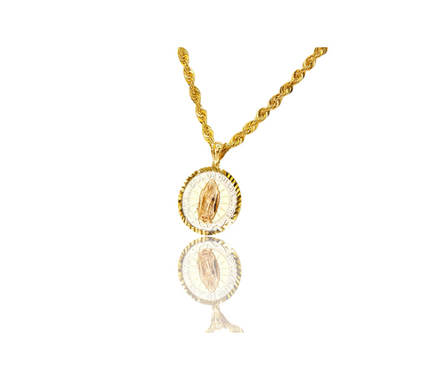 14K Diamond Cut Trio-Gold Lady of Guadalupe