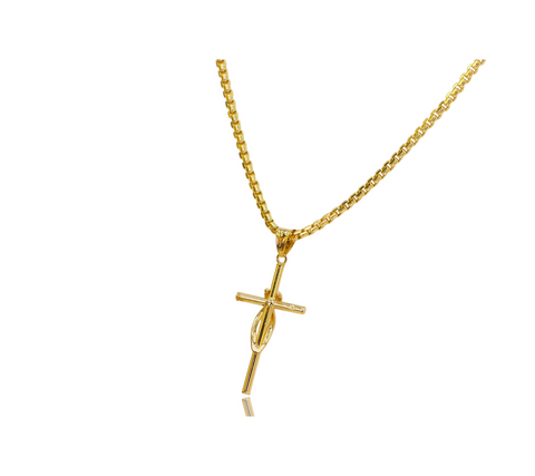 Classic Ribbon Cross in 14K Gold