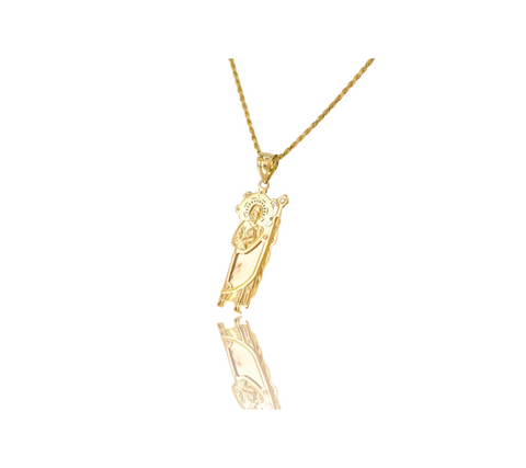 14K Two-tone YR Saint Jude w/ Sapphire