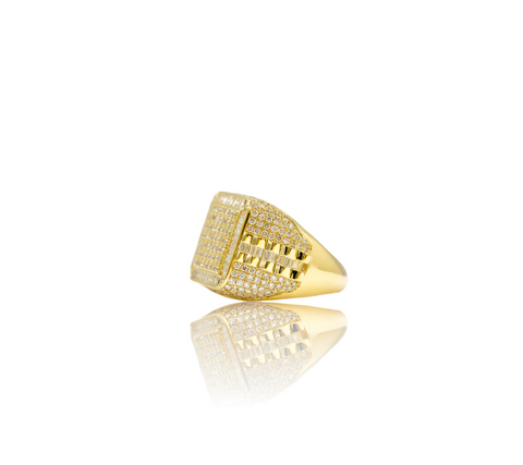 ARK Square Baguette Double Frame Signet Ring