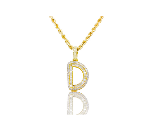 Diamond Baguette “D” Inital