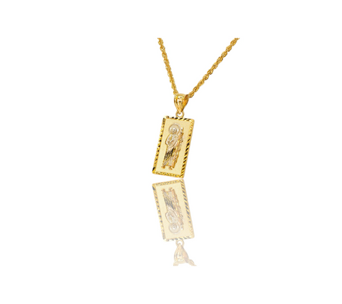 14K Two-tone Diamond Cut Saint Jude