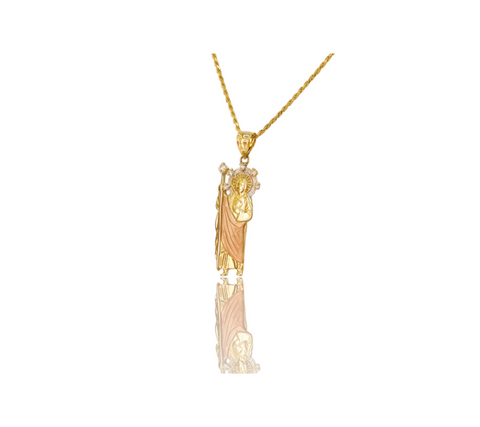 14K Two-tone YR Saint Jude w/ Sapphire