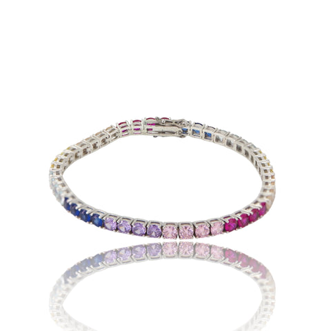 4Stone Multi-Color Sapphire Prong Set Tennis S925