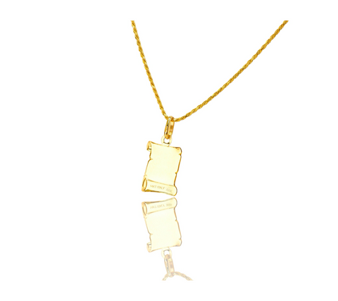 14K Realistic Virgin Mary Scroll Pendent