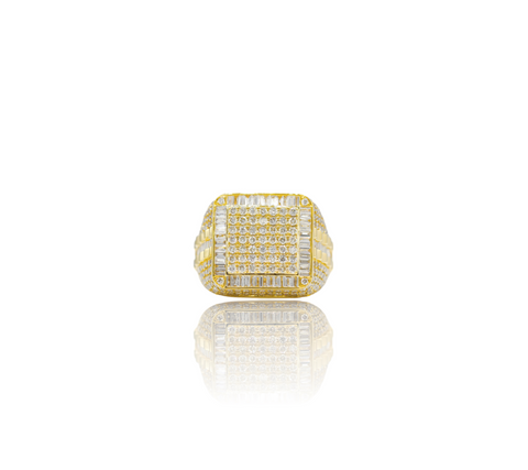 ARK Square Baguette Double Frame Signet Ring