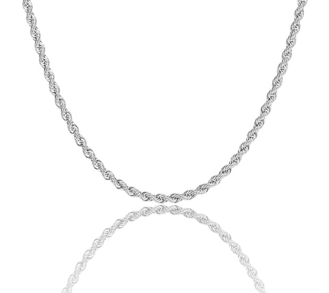 Light Diamond-Cut White Gold Rope