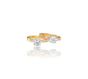 Invisible-Set Baguette Ring W/ Natural Solitaire