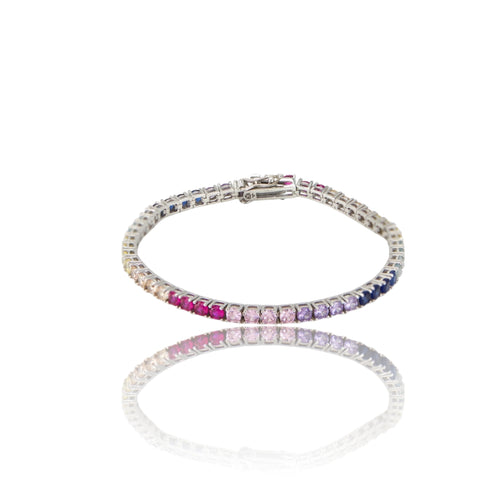 4Stone Multi-Color Sapphire Prong Set Tennis S925