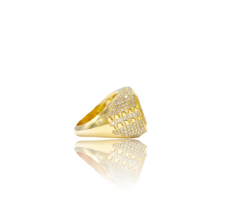 ARK Square Baguette Double Frame Signet Ring