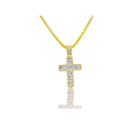 Invisible-Set Baguette Diamond Cross