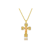 Trio-Color 18k Crucifix Cross