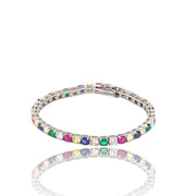 Multi-Color Sapphire Prong Set Tennis S925