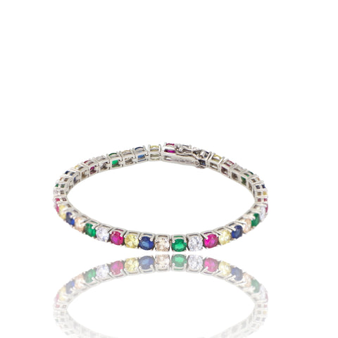 Multi-Color Sapphire Prong Set Tennis S925