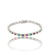 Multi-Color Sapphire Prong Set Tennis S925