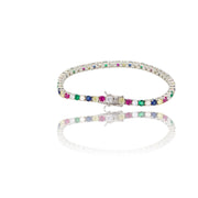 Multi-Color Sapphire Prong Set Tennis S925