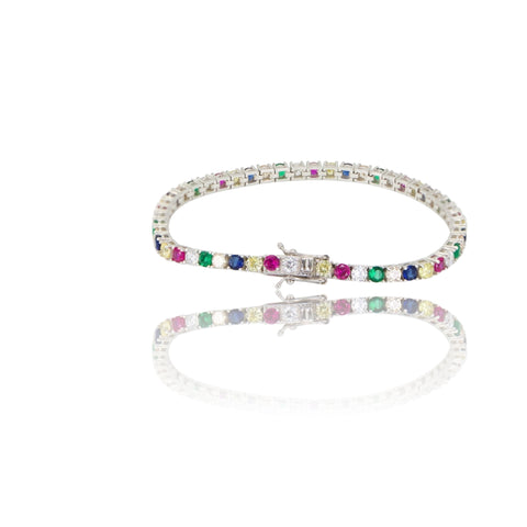 Multi-Color Sapphire Prong Set Tennis S925
